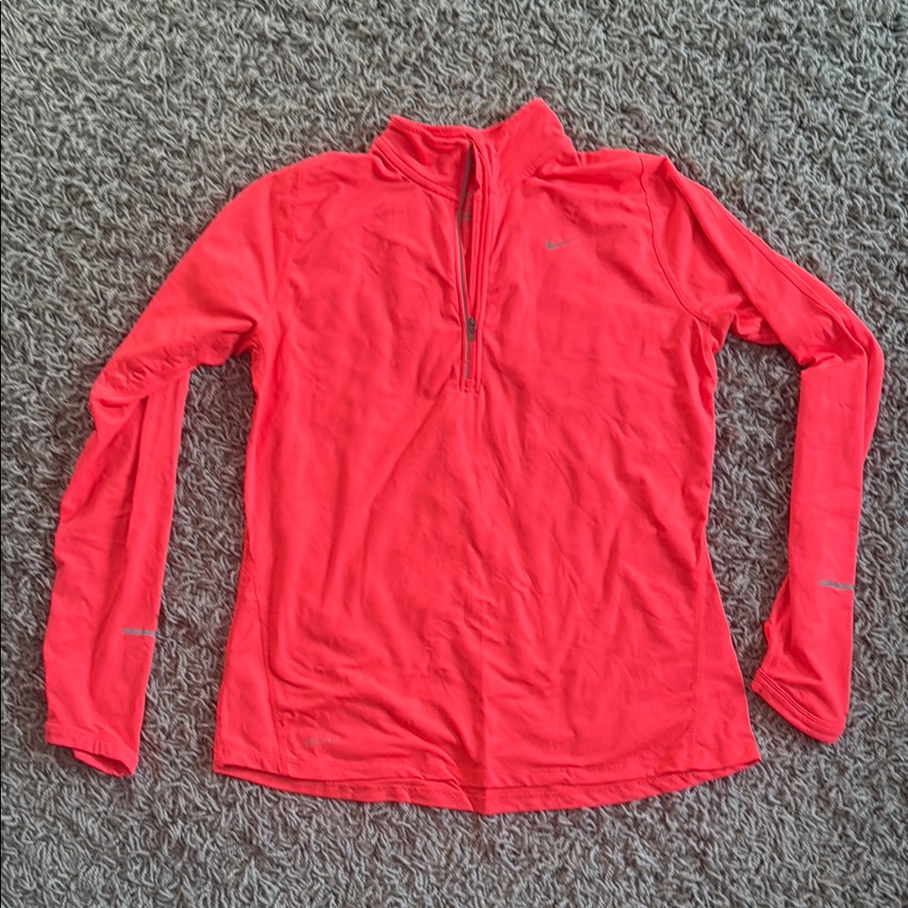 Nike Pink Fitted Long Sleeve Polo Tee